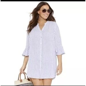 Swimsuits for All Women's Plus Size Sandra Button Up Cover Up Shirt Size 22/24